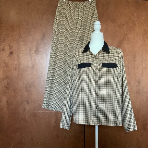 Cider Other - Cider Houndstooth Button Down Shirt and Wide Leg Trousers Womens Size L / XL NWT